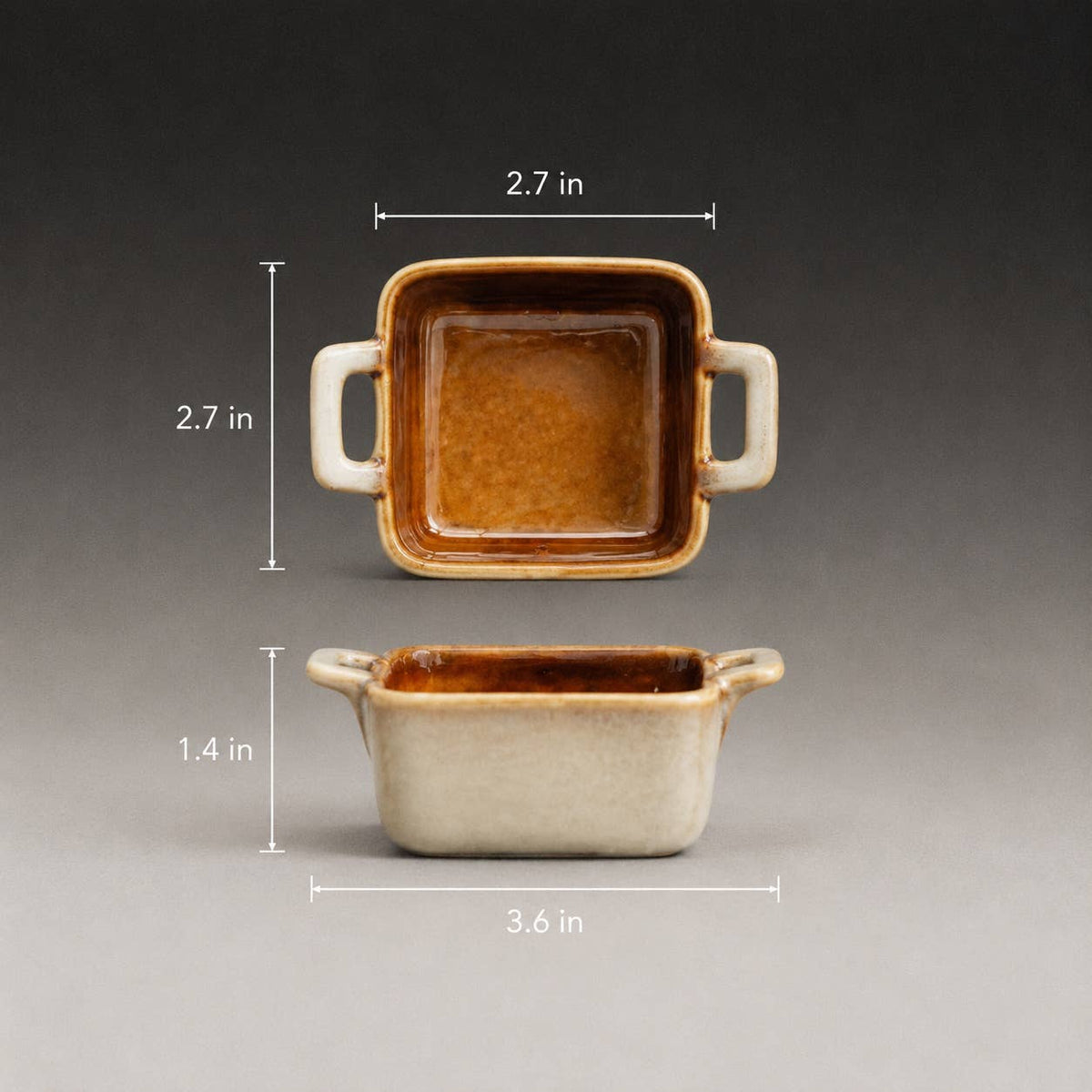 Reactive Glaze Square Ceramic Dish with Handles