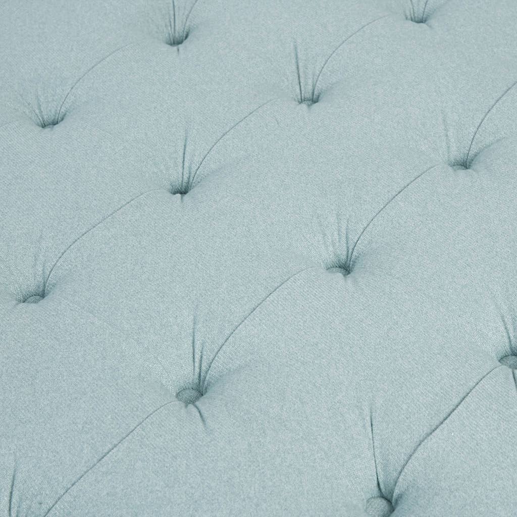 Transitional Square Tufted Ottoman, Blue