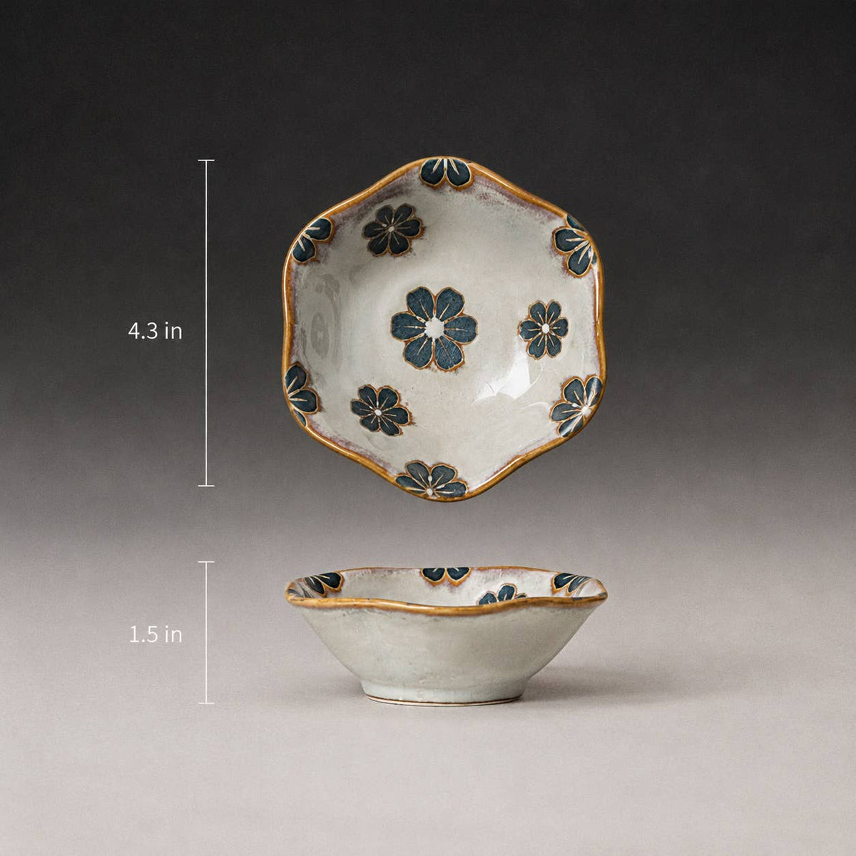 Hand-Painted Ceramic Floral Dipping Sauce Dish