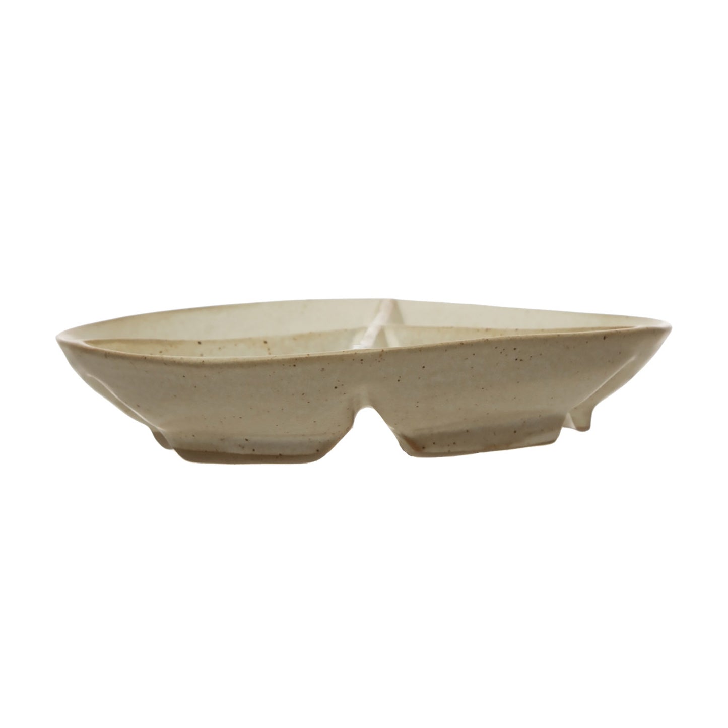 Stoneware Peace Sign Divided Dish with 4 Sections, Reactive Glaze