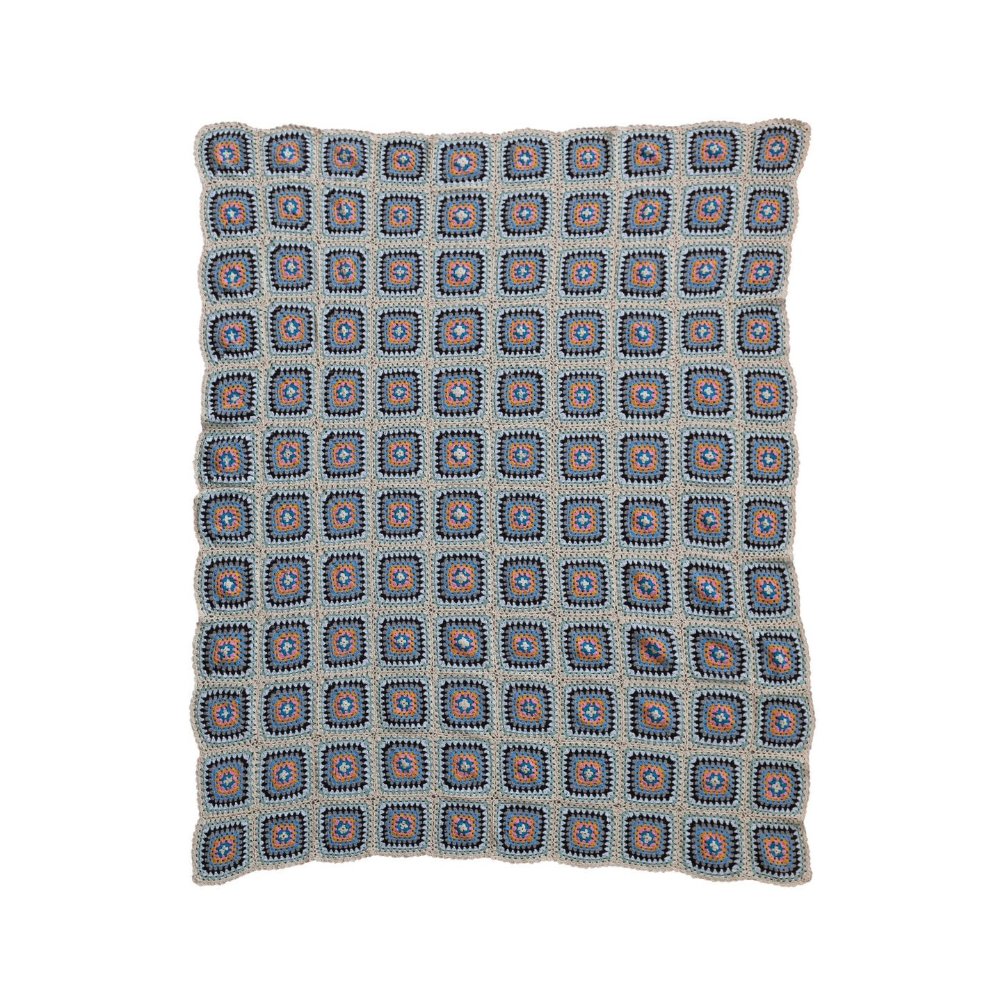 Recycled Cotton Crocheted Granny Square Throw