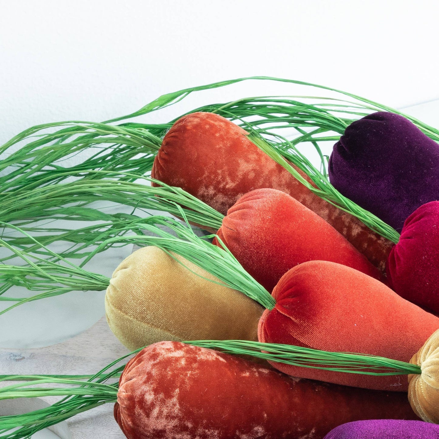 Lush Velvet Carrots Spring Basket Decor, Unique Wall Hanging