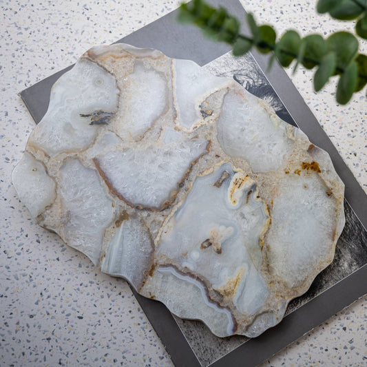 Med. White Agate Organic Platter
