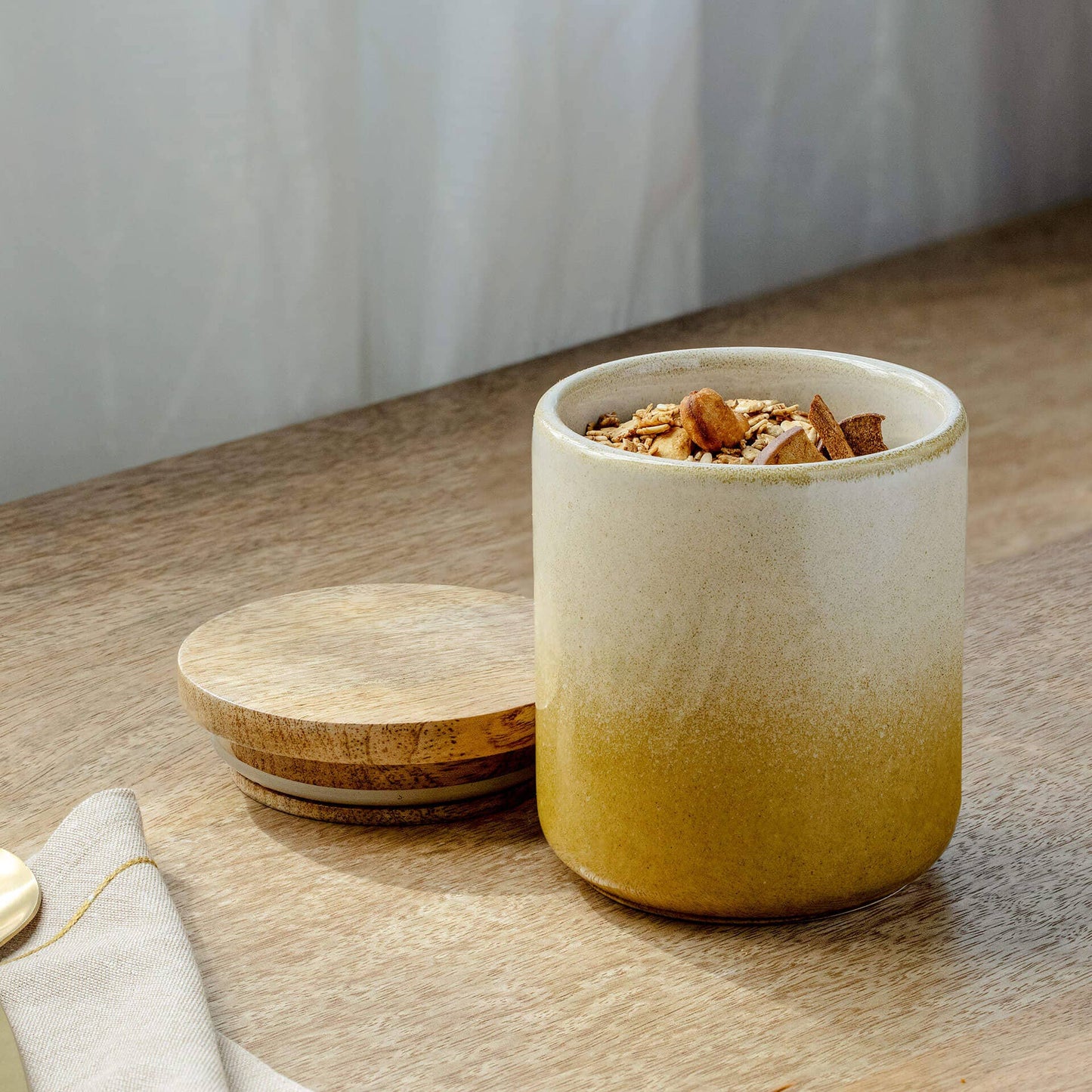 Manali Ceramic Jar w/ Lid in Ombre