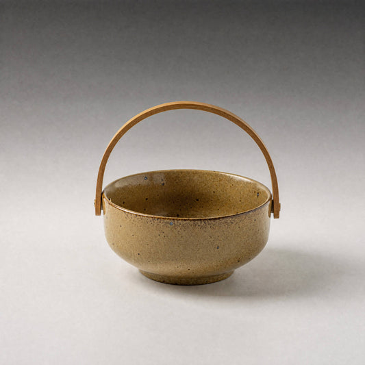 Ceramic Serving Bowl with Wood Handle