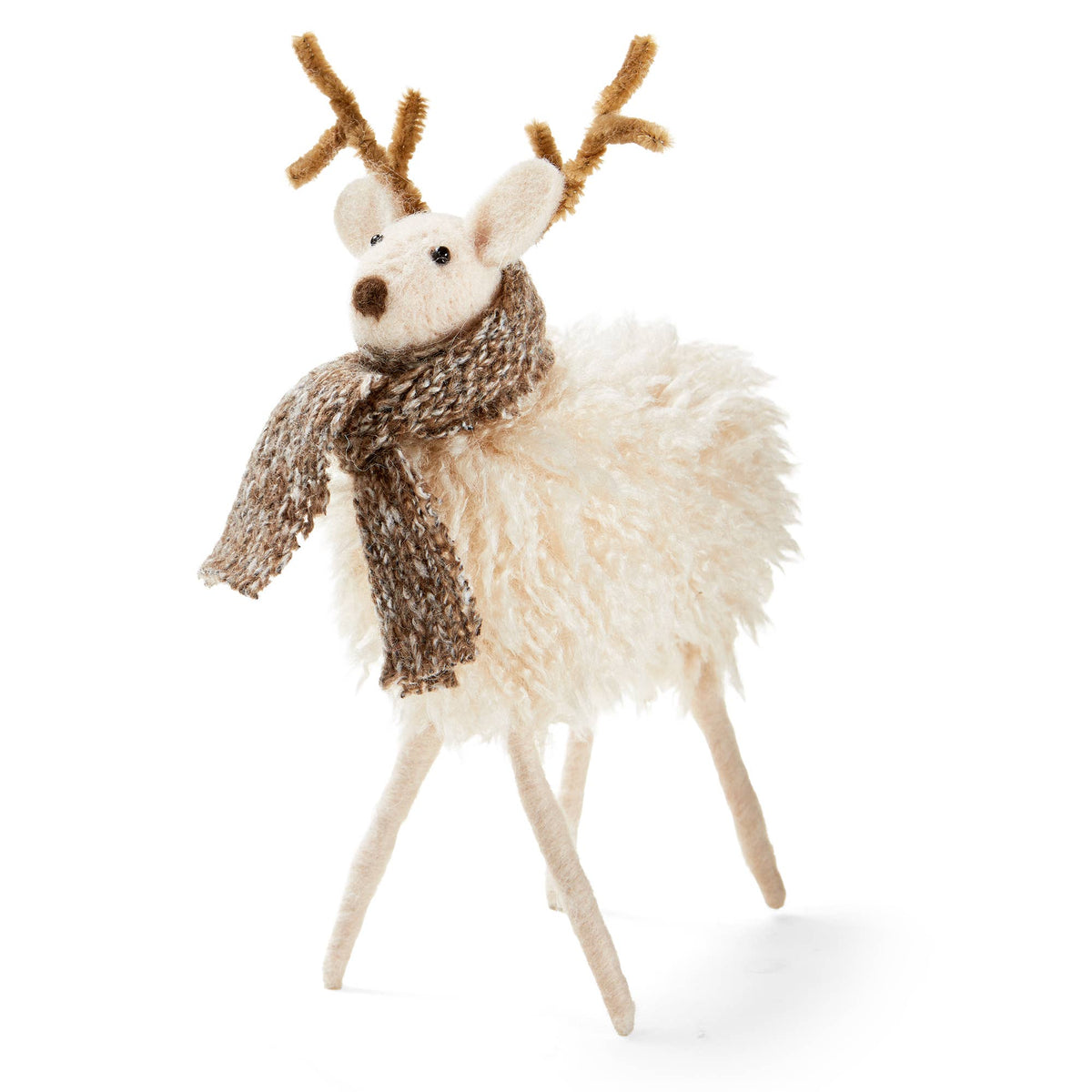 Large Reindeer With Scarf Holiday Decor White Multi