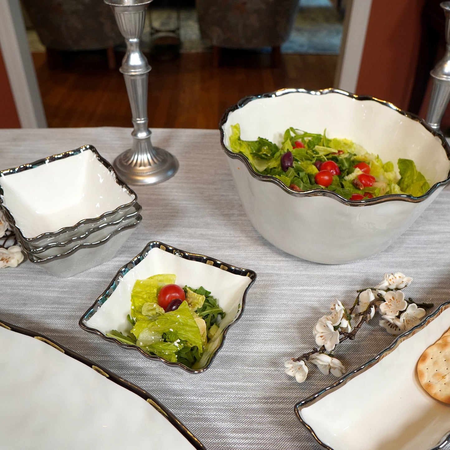 Regency Silver Square Snack Bowls 5in x 2.5in
