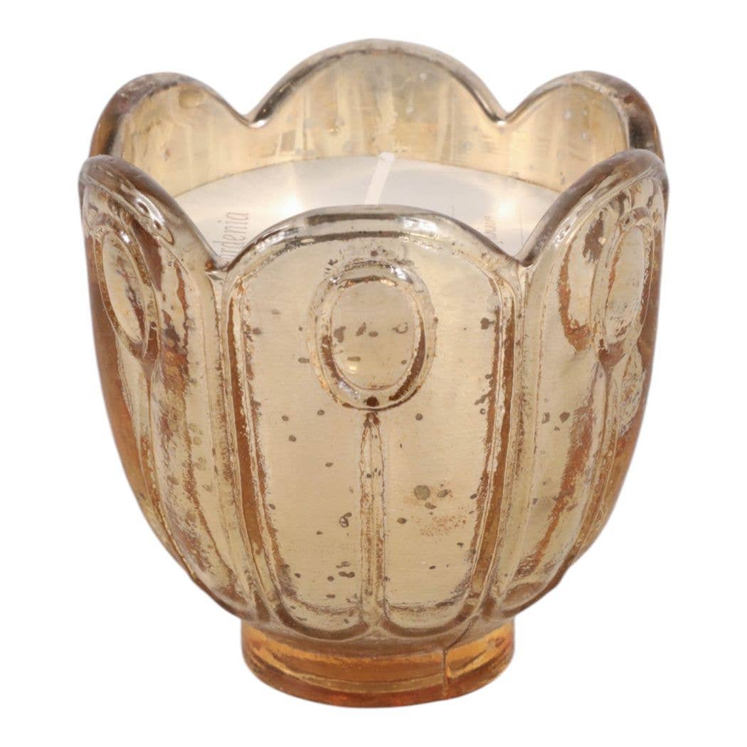 Scented Candle - Gardenia Soy Wax Gold Glass Vessel, 10 Oz.