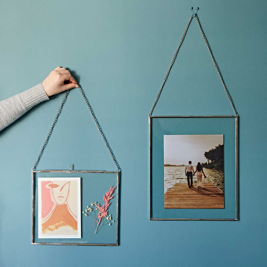 Dia Large Silver Glass Hanging Photo Frames - Handmade