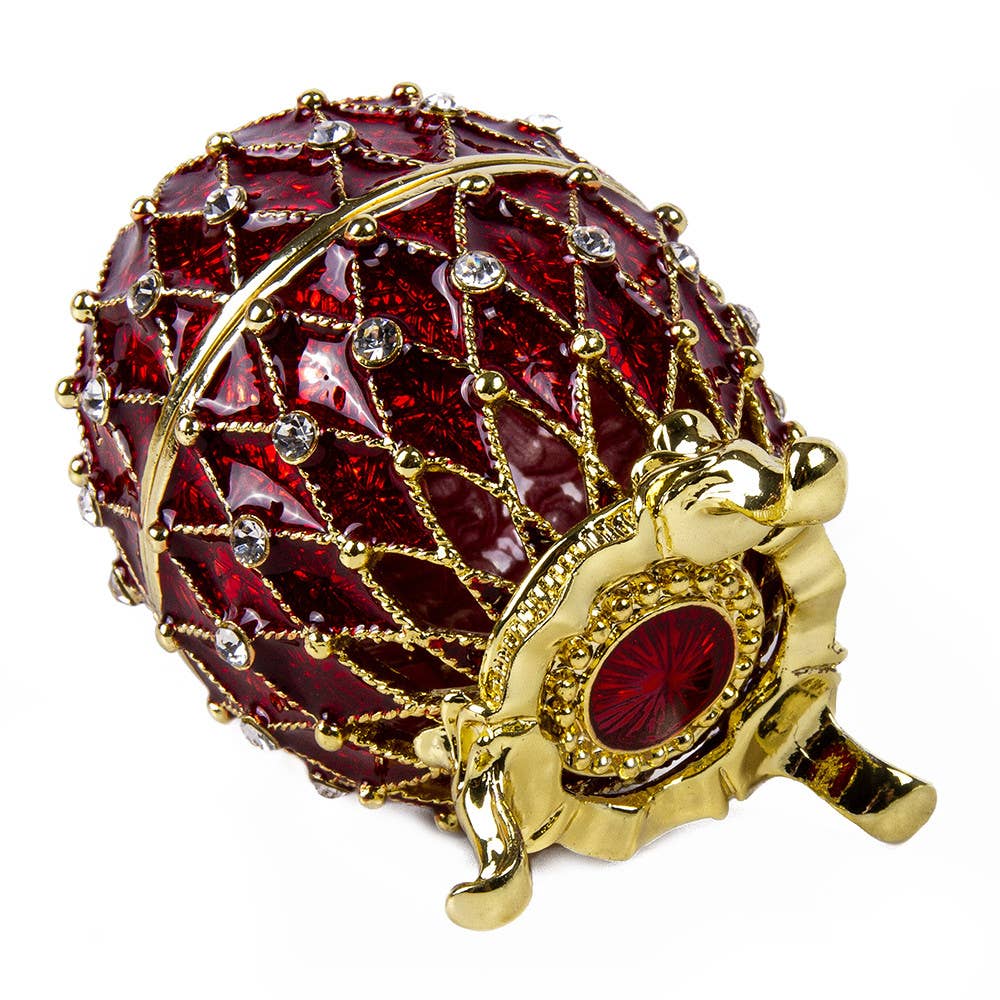 Openwork Imperial Mesh Egg / Jewelry Box in Red