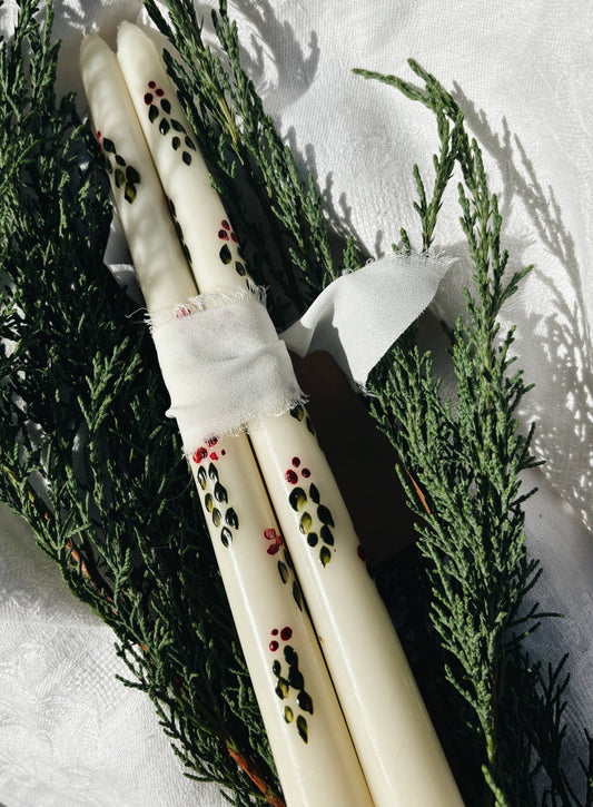 Christmas Taper Candle, Set of 2