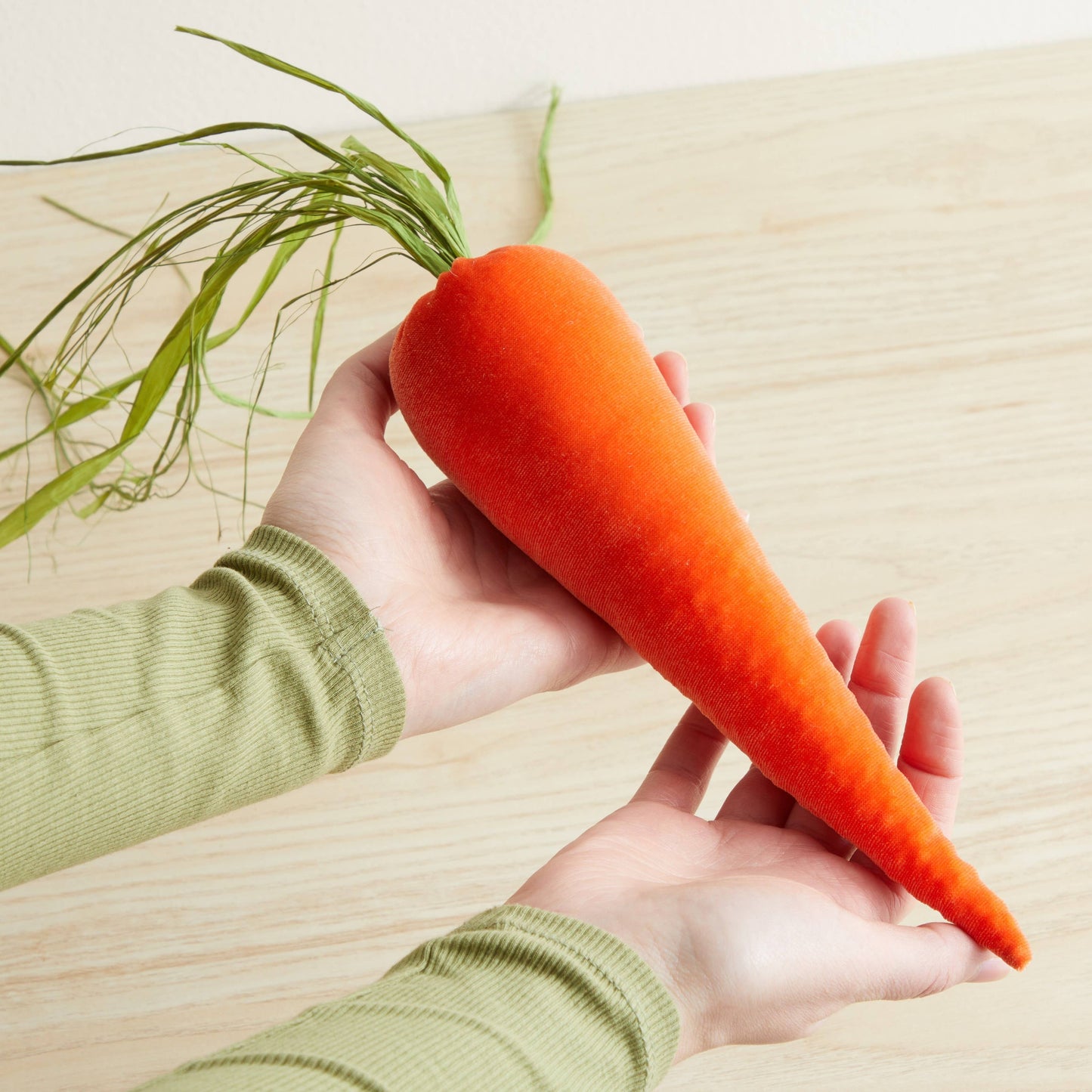 Lush Velvet Carrots Spring Basket Decor, Unique Wall Hanging