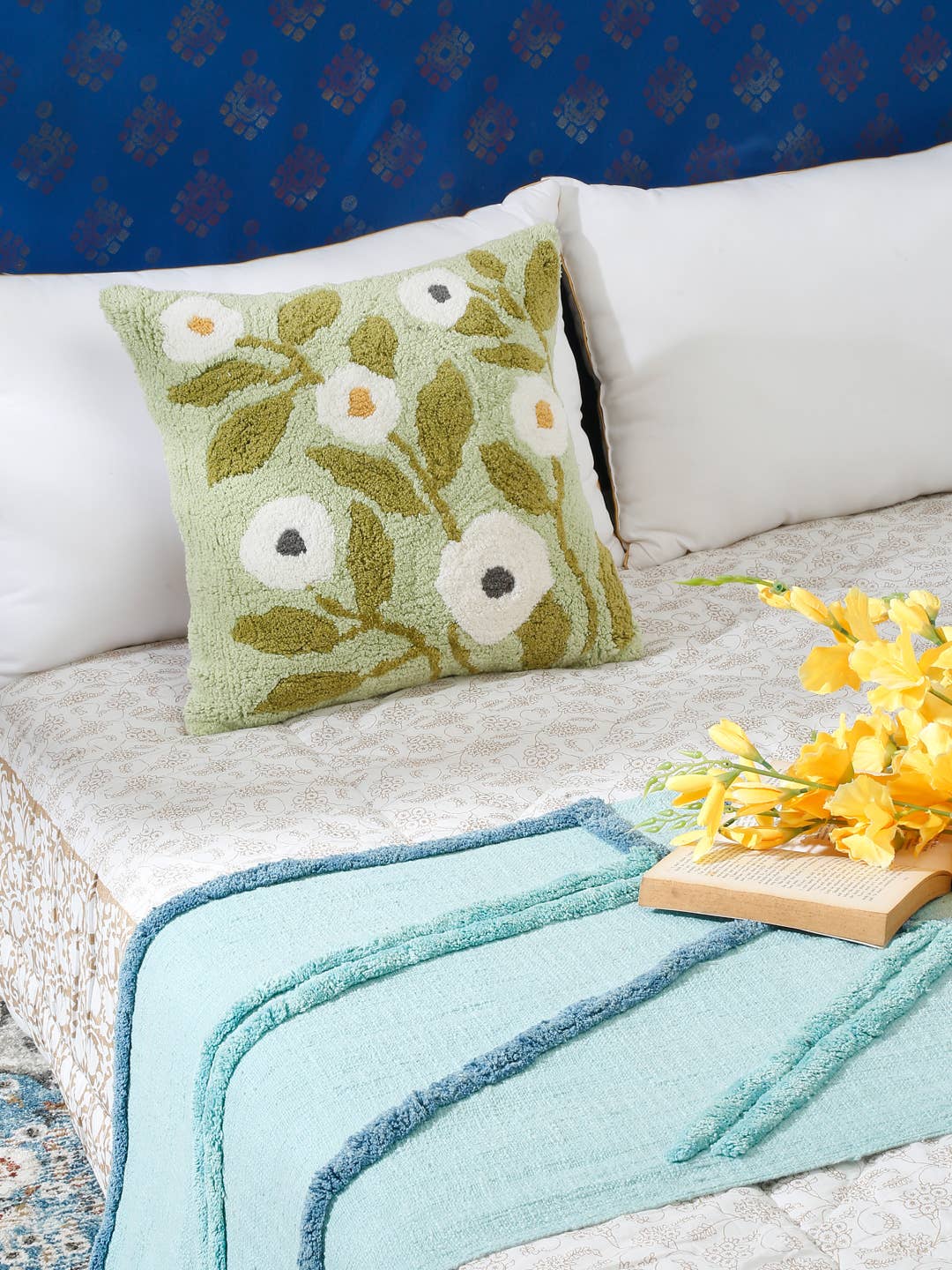 Hand-Tufted Floral Throw Pillow | 18 X 18 Pillow