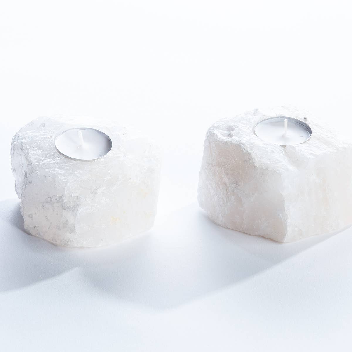 Quartz Crystal Candle Holders - Crafted in Brazil