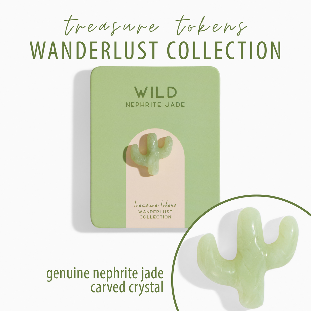 Nephrite Jade Crystal Cactus | Treasure Tokens: WILD