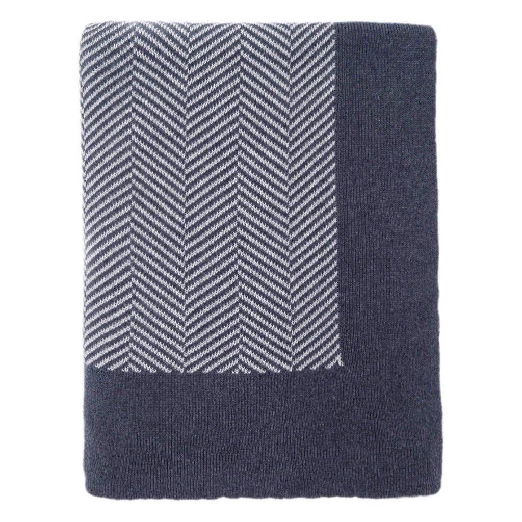 Herringbone Cotton Knit Throw Blanket