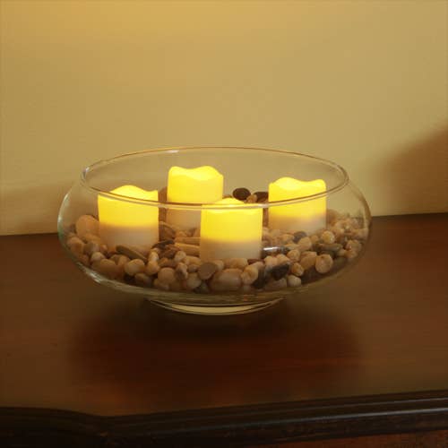 Flameless Resin LED Tea Light Candles with Timer 4-Pack