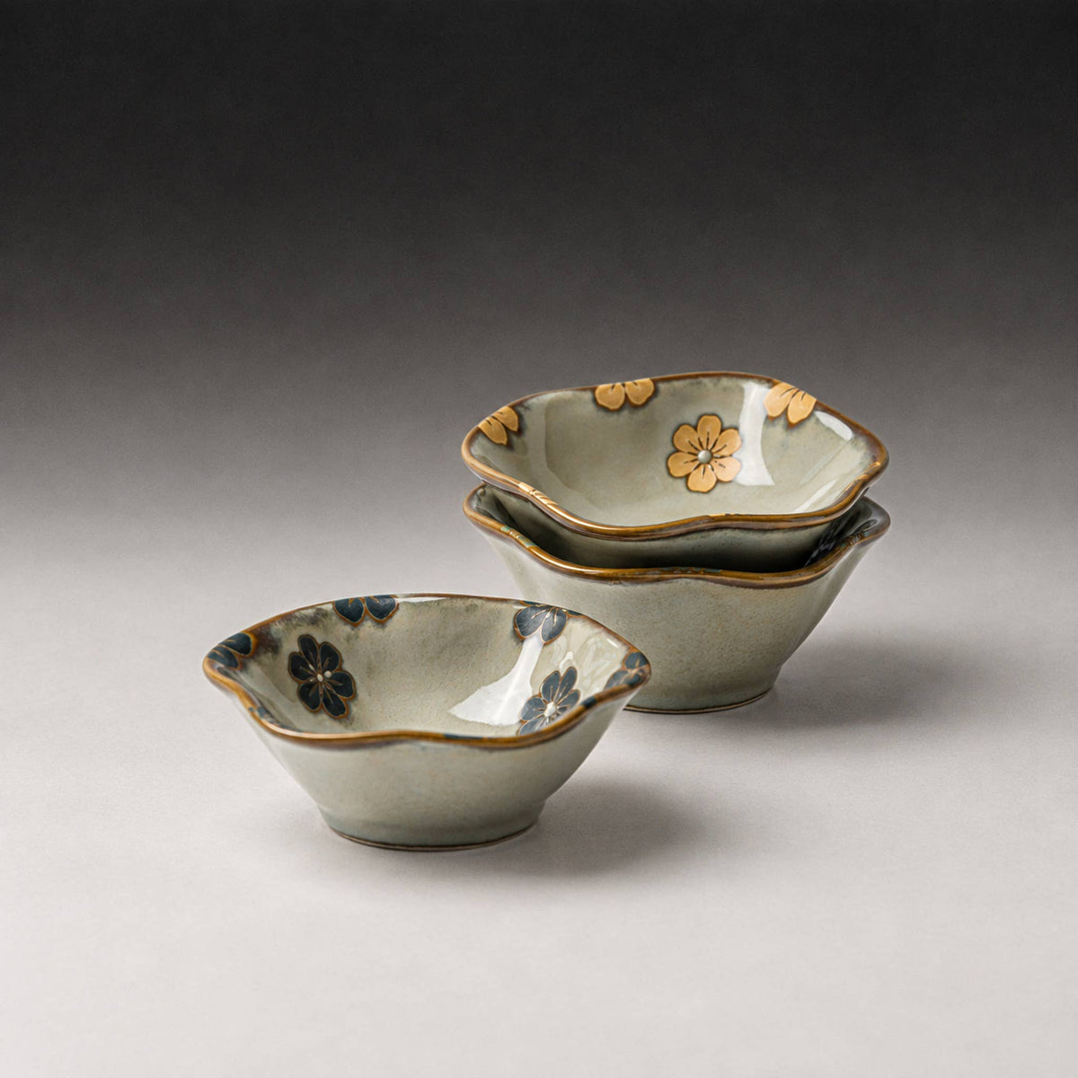 Hand-Painted Ceramic Floral Dipping Sauce Dish