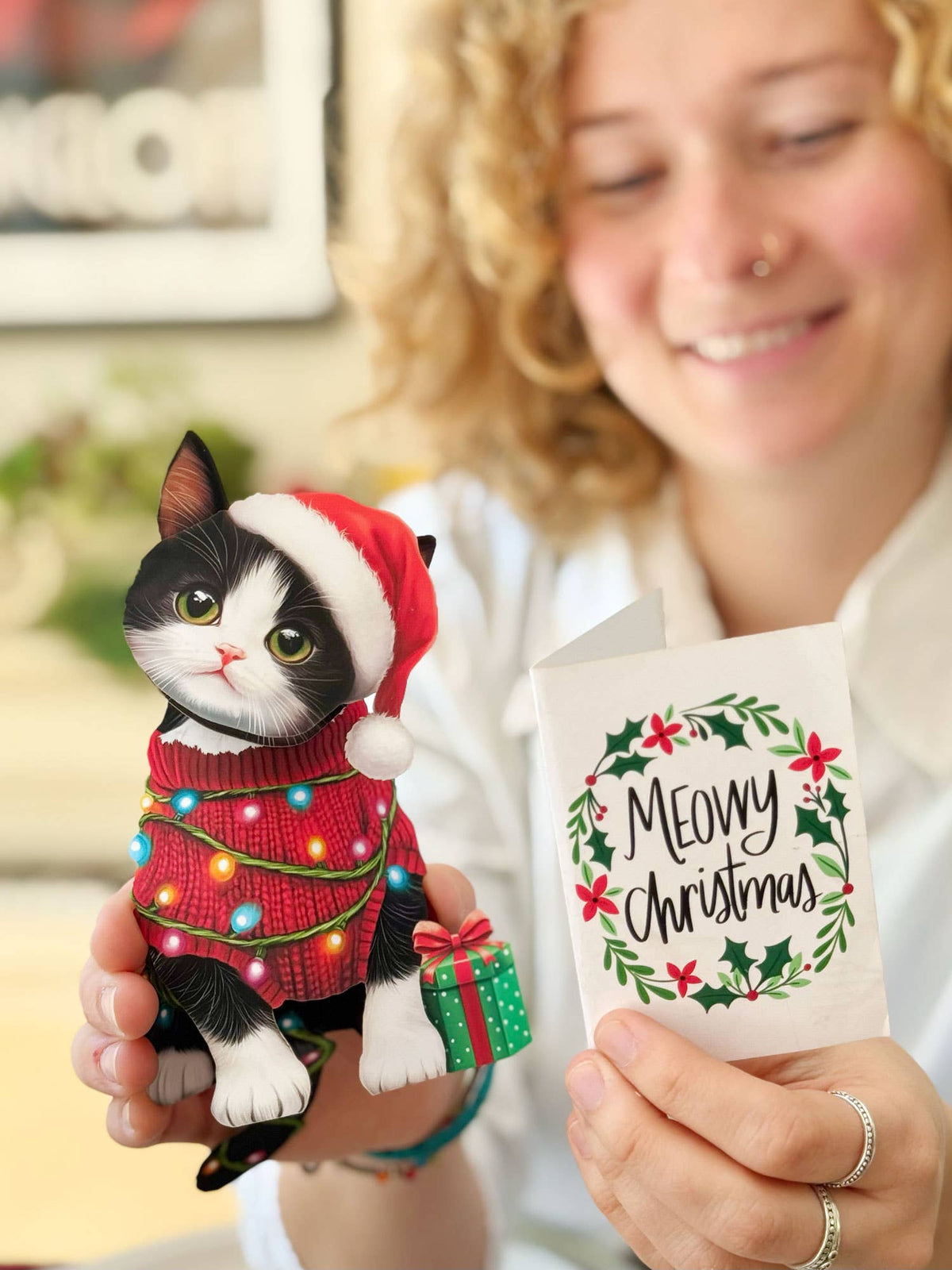 Mini Christmas Kitten Pop-up Greeting Card