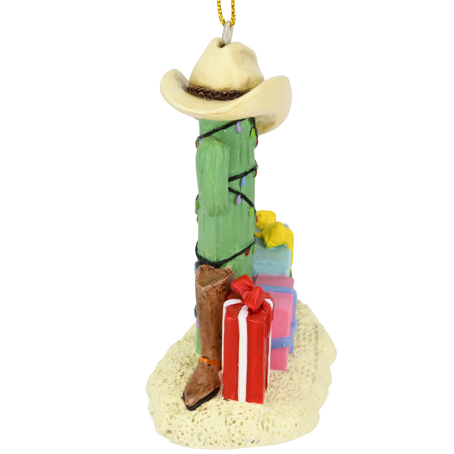 Cactus Christmas Tree with Cowboy Boots Cowboy Hats and Presents Ornament